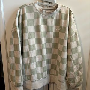 Vans treasure checked plaid green slouchy sweatshirt size large (L)